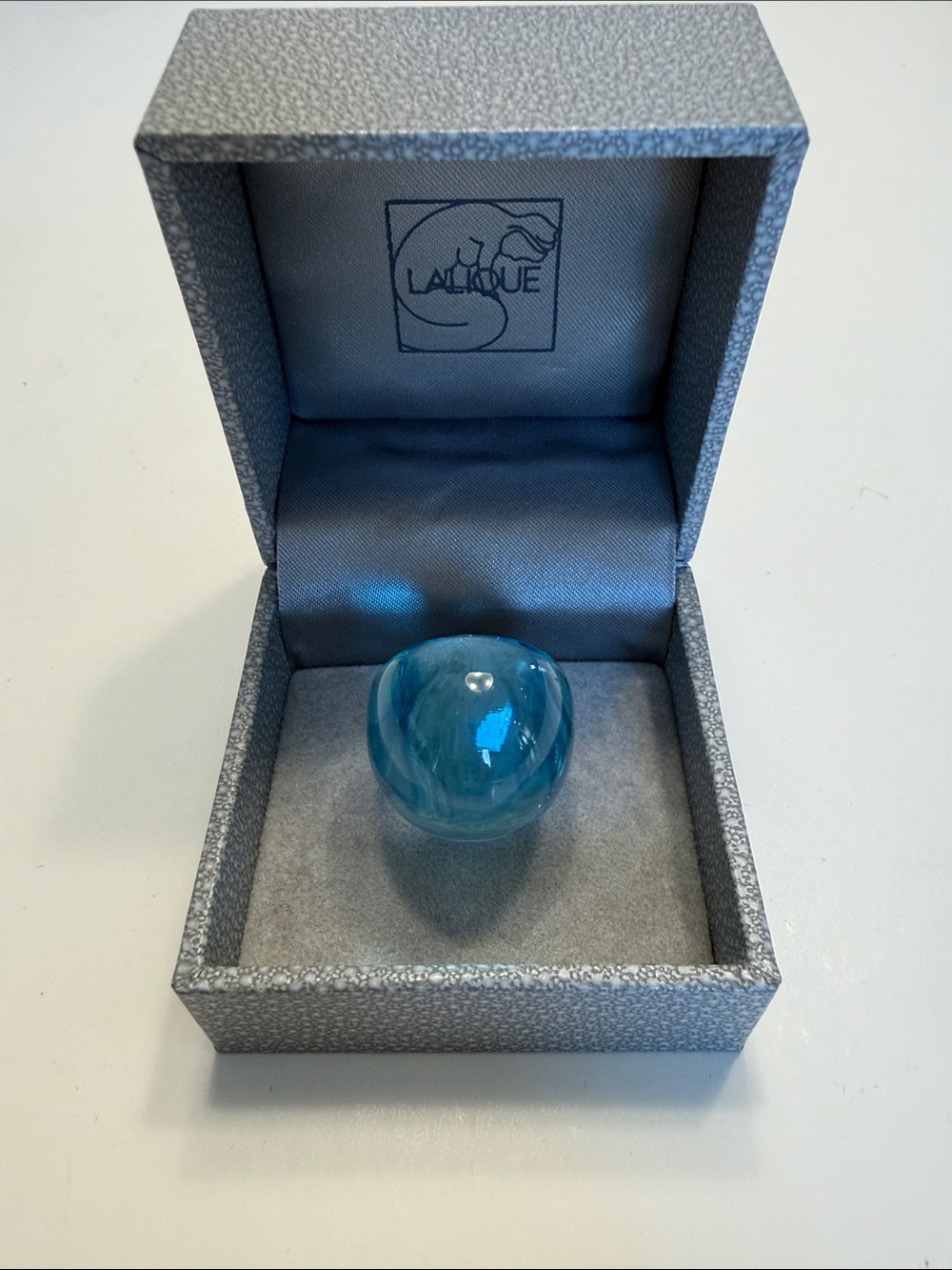 Lalique Turquoise Crystal Cabochon cocktail Ring